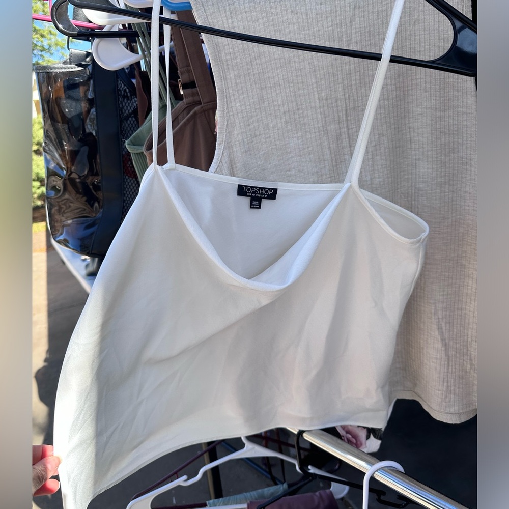 WOMENS 8 WHITE TOPSHOP FLOWY BLOUSE
